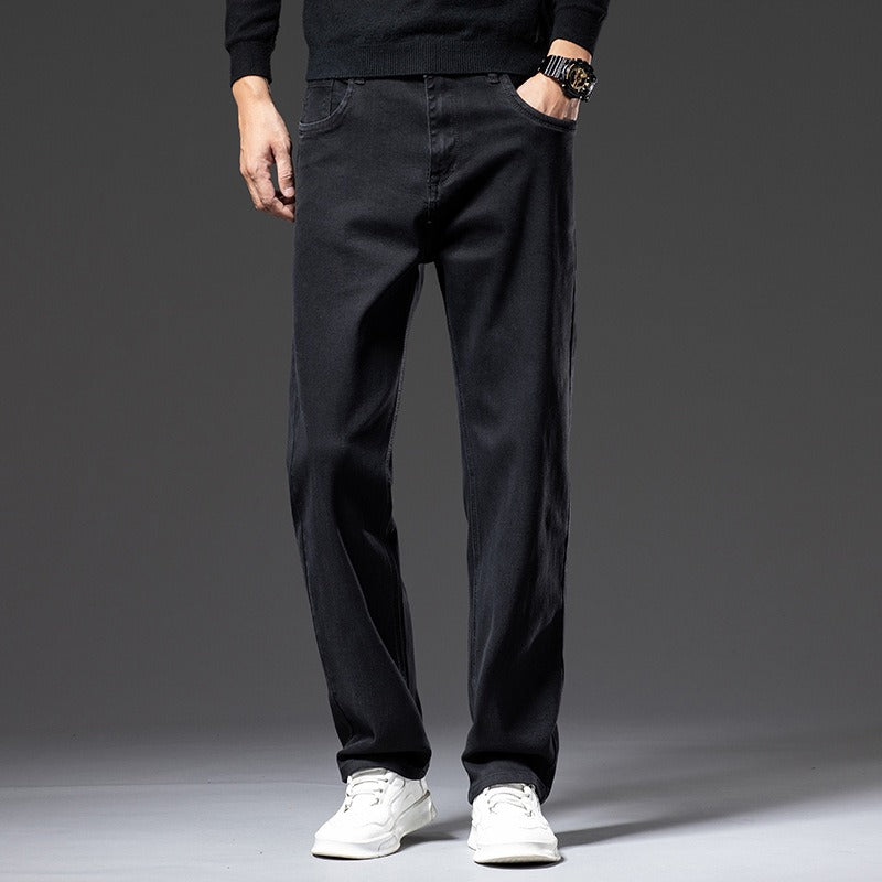 Big and tall men's stretch denim jeans, comfort fit, classic blue, ideal casual pants for all-day wear.