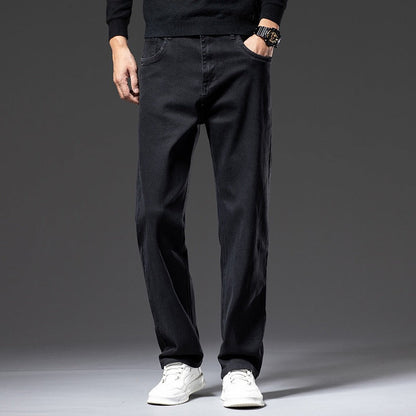 Big and tall men's stretch denim jeans, comfort fit, classic blue, ideal casual pants for all-day wear.