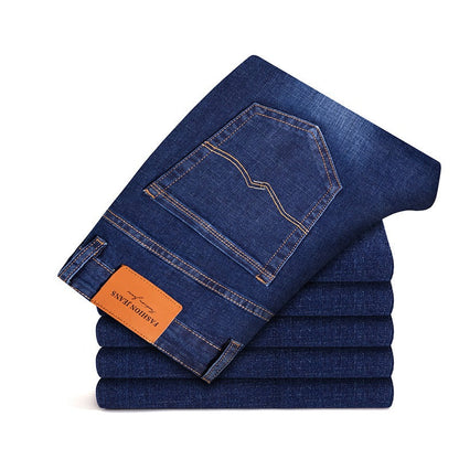 Durable cotton blend men's stretch jeans, black, ultimate comfort and flexibility, perfect casual pants.