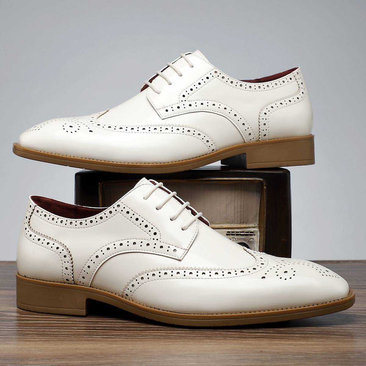 Men's classic brogue dress shoes, wingtip, deliver sophisticated style, comfort, and elegance for formal events.