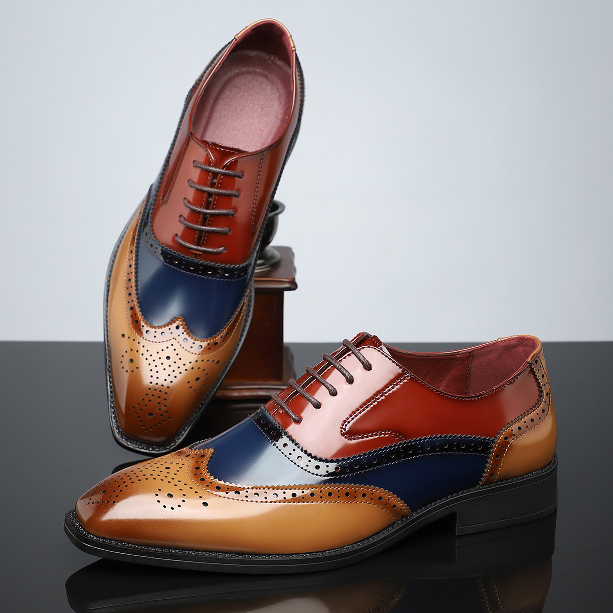 Elegant men's classic brogue dress shoes for formal events, office wear, and sophisticated style & comfort.
