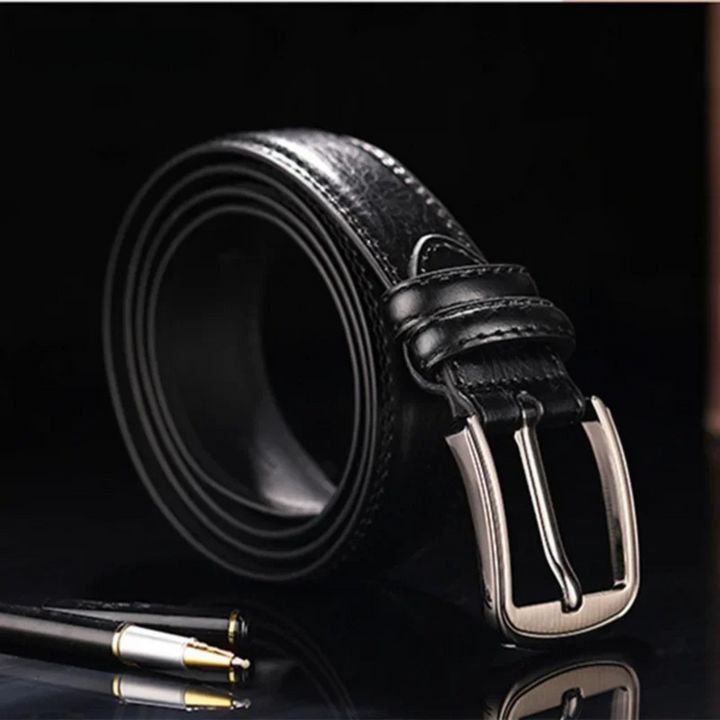 Rich red full-grain leather belt for men. A premium, durable, and classic accessory for any outfit.