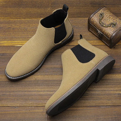Versatile men's ankle boots, Chelsea style, adaptable for both casual and dressy occasions.