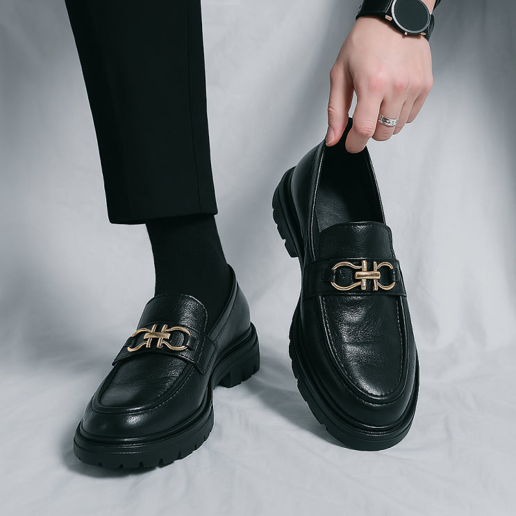 Men's classic brown leather slip-on loafers, stylish & comfortable for everyday wear.