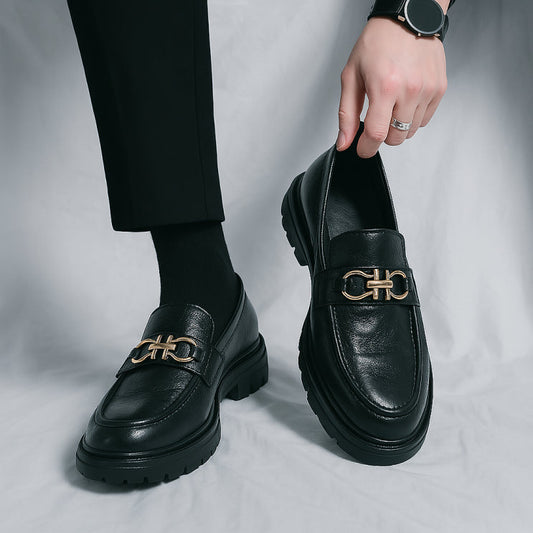 Men's classic brown leather slip-on loafers, stylish & comfortable for everyday wear.