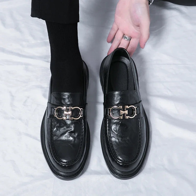 Men's dress loafers, convenient slip-on design for sharp, comfortable fashion.