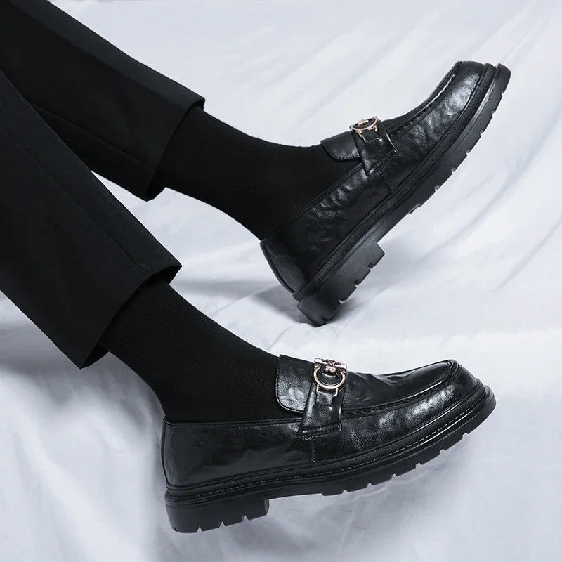 Versatile men's casual footwear, classic brown slip-on loafers for daily use.