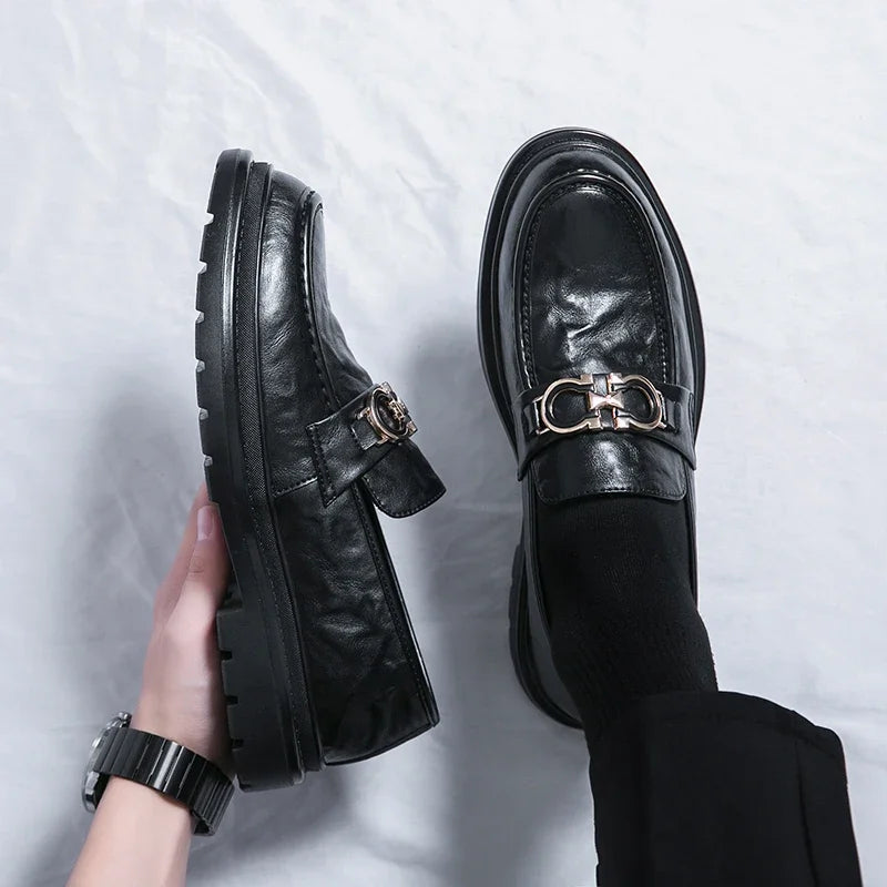 Comfortable black slip-on loafers for men, ideal for versatile dress shoe needs.