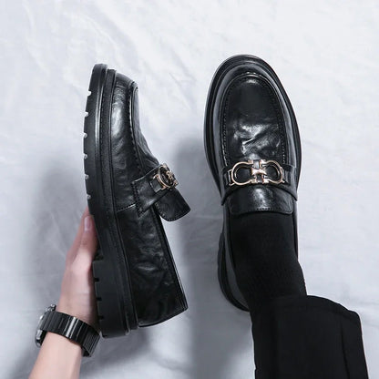 Comfortable black slip-on loafers for men, ideal for versatile dress shoe needs.