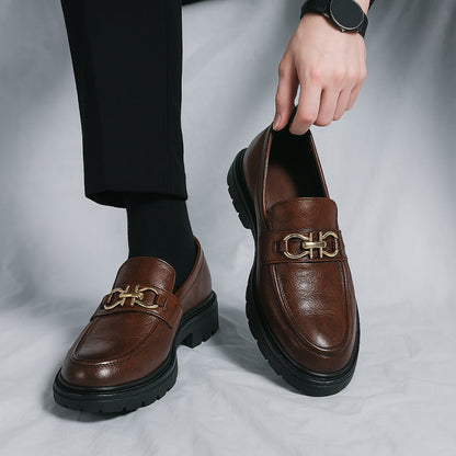 Stylish men's brown slip-on loafers, perfect blend of casual and formal footwear.