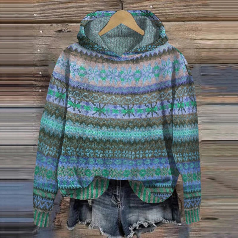 Men's classic brown Norwegian knit sweater, perfect for winter warmth & cozy Nordic style. Pullover design.