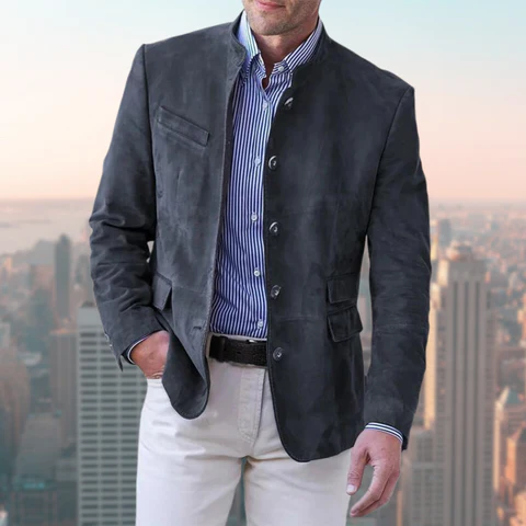 Stylish men's fashion jacket: a versatile classic button-down design, ideal durable outerwear for spring & fall.