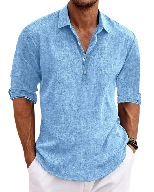 Men's classic button-front long sleeve shirt in a refined everyday style, perfect for professional or casual wear.