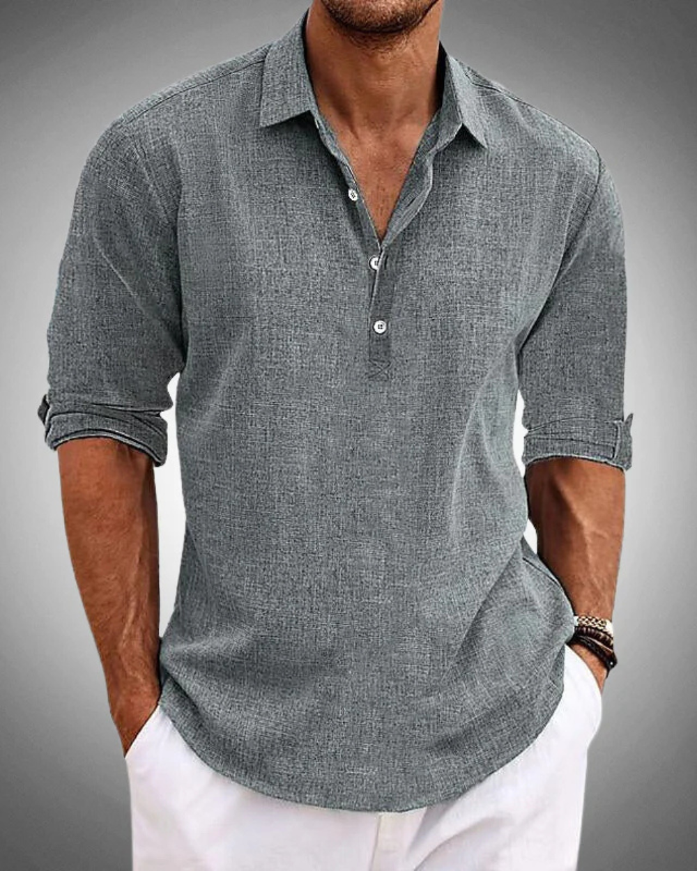 Men's refined fashion shirt with a classic button-front design, offering a sophisticated and comfortable everyday style.