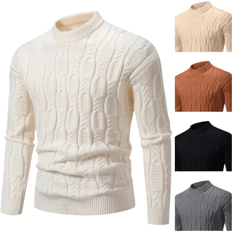 Men's classic cable-knit pullover sweater for ultimate comfort, casual style, and versatile winter wear.