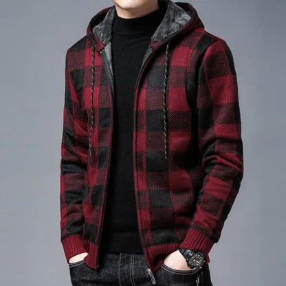 Men's classic checkered zip-up hoodie for everyday comfort & style.