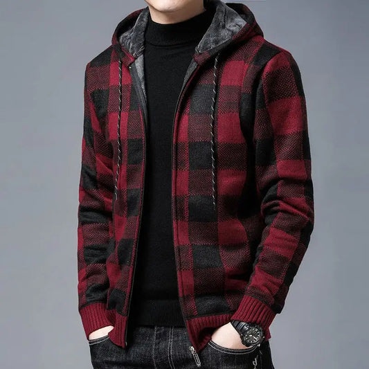 Men's classic checkered zip-up hoodie for everyday comfort & style.