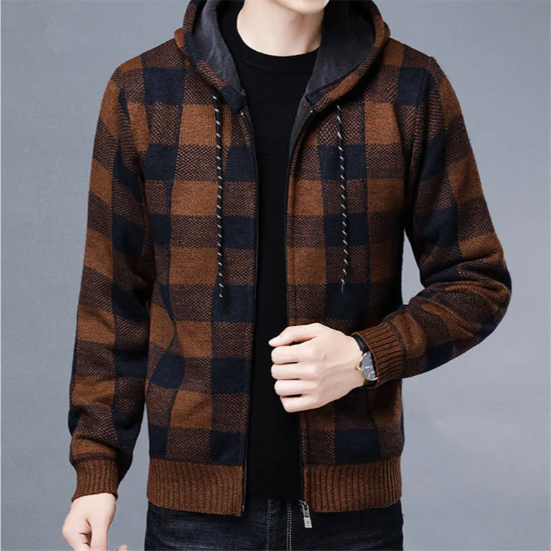 Everyday men's apparel: comfortable checkered zip-up hoodie for casual style.