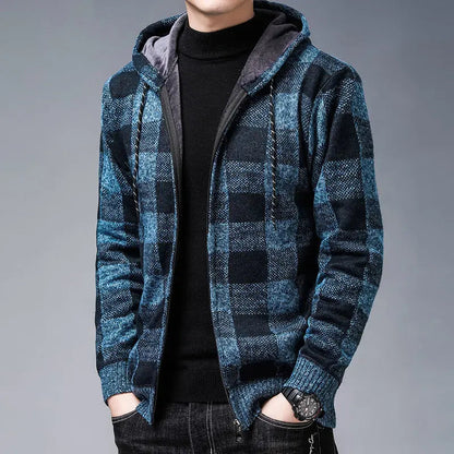 Everyday men's checkered zip hoodie, perfect for casual layering and comfort.