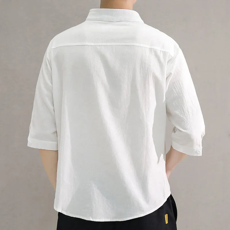 Men's relaxed fit cotton button-up shirt in an everyday style, offering breathable comfort for casual wear.