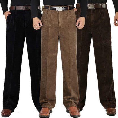 Men's classic cotton corduroy trousers for everyday comfort. Stylish and soft men's winter pants.