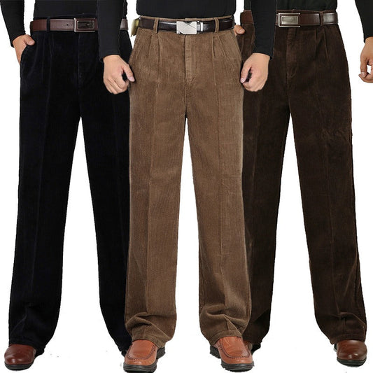 Men's classic cotton corduroy trousers for everyday comfort. Stylish and soft men's winter pants.