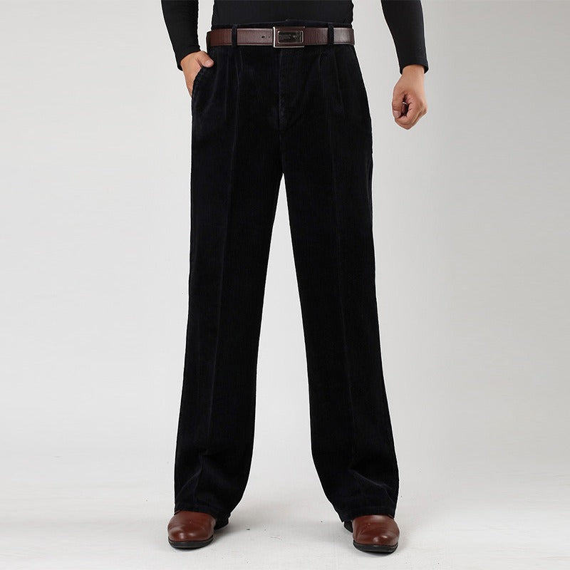 Coffee brown men's corduroy trousers, offering classic style and warmth for winter and daily comfort.