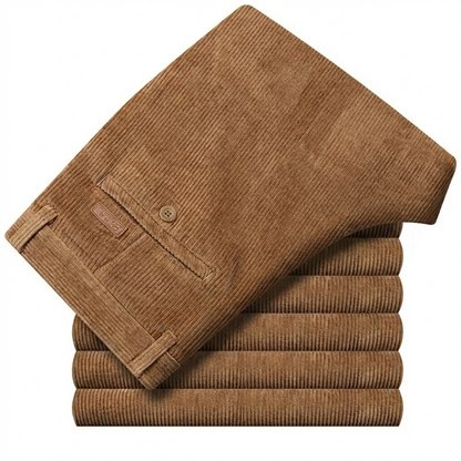 Comfortable men's winter corduroy trousers in a classic cut. Soft cotton for daily wear.