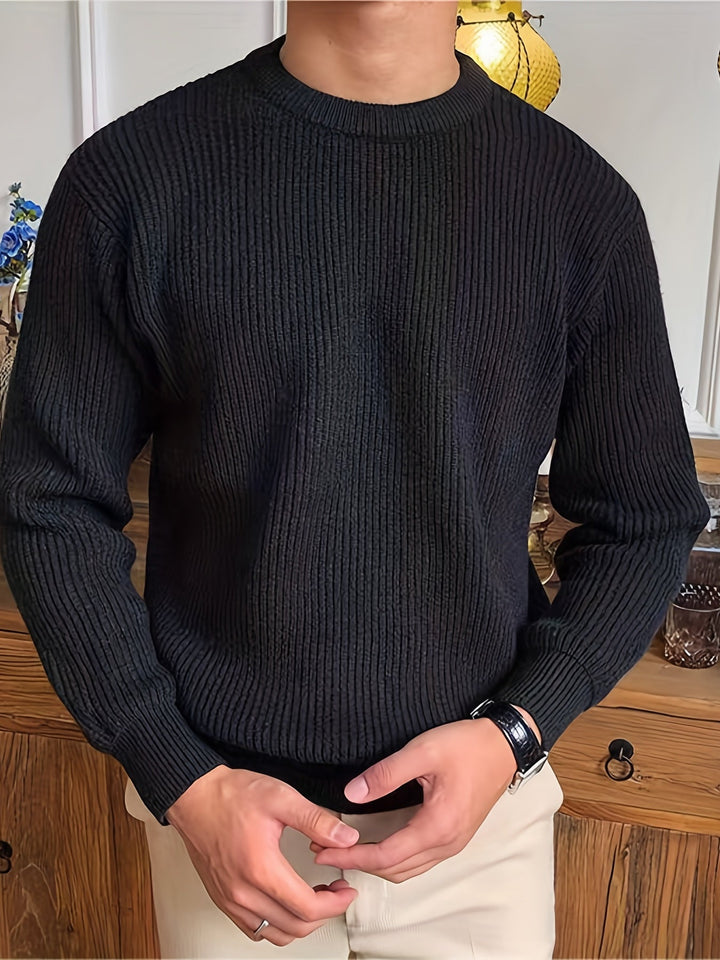 Elegant men's classic crew neck knit sweater. Perfect for a refined casual look.