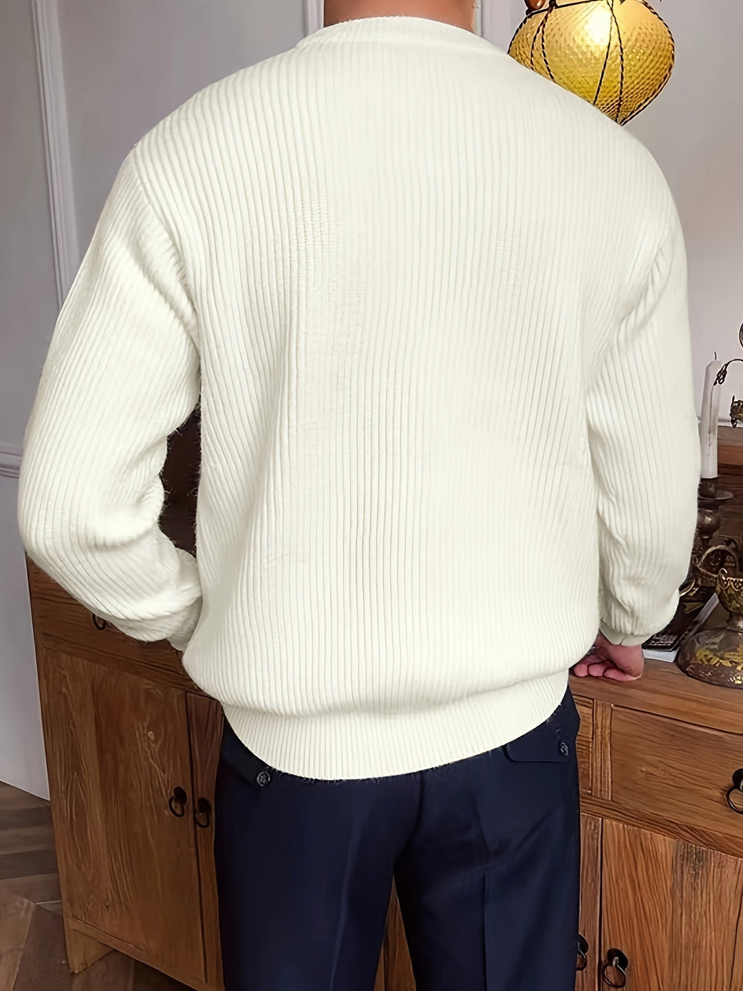 Comfortable men's long sleeve crew neck sweater. Soft knit for everyday warmth and style.