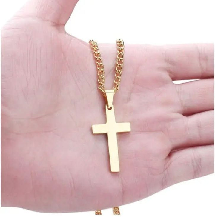 Black men's cross pendant necklace, a modern classic spiritual accessory for everyday wear, a subtle statement piece.