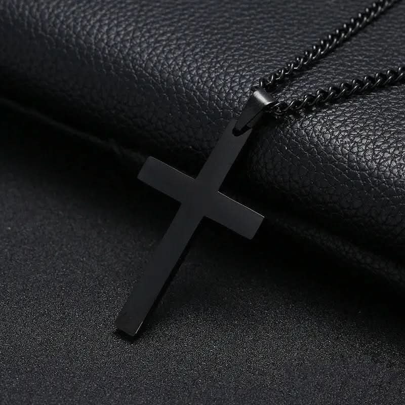 Gold-tone men's classic cross pendant necklace, a timeless religious jewelry item, perfect for a sophisticated gift for him.