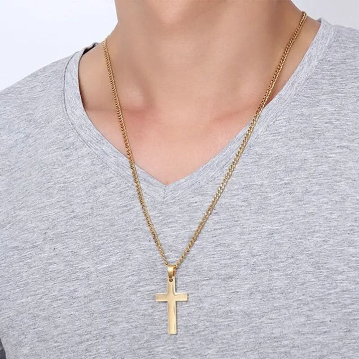 Classic men's cross pendant necklace, a versatile and enduring accessory for modern men's fashion and spiritual expression.