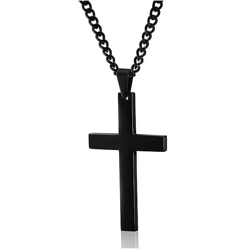 Religious men's cross pendant necklace, a powerful and classic accessory for daily wear, embodying faith and timeless style.