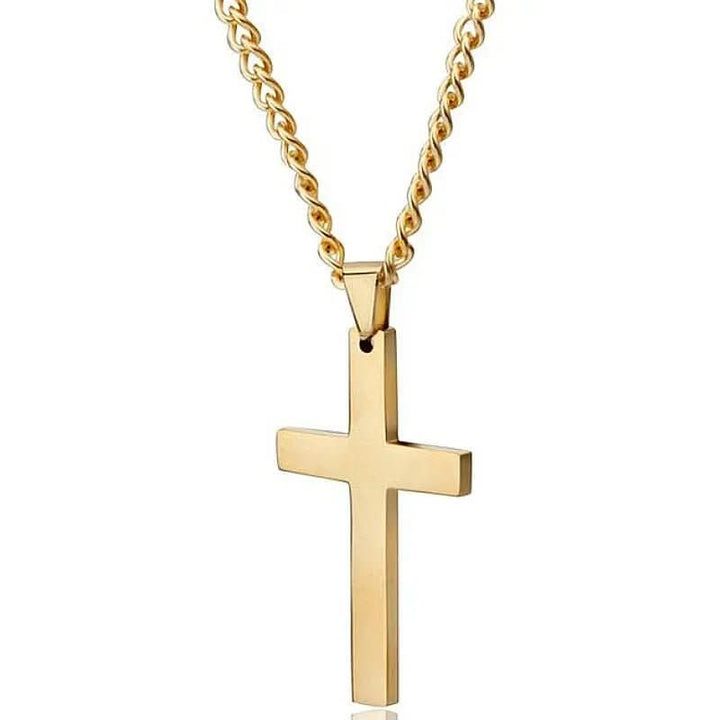 Elegant men's classic cross pendant necklace, a simple yet profound spiritual accessory, enhancing daily style and faith.