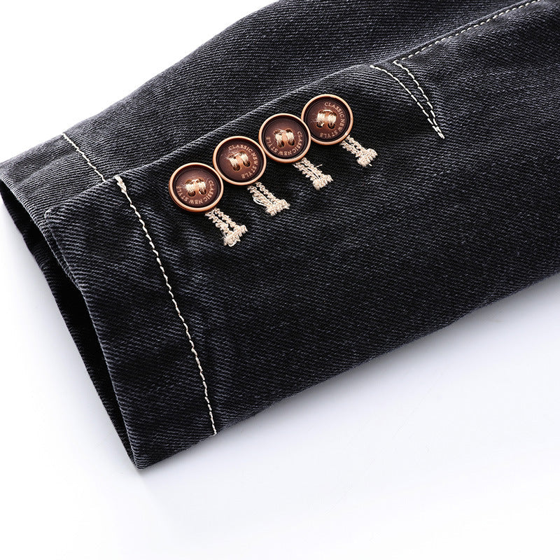 Casual men's classic denim jacket, durable and timeless style for everyday wear. Perfect fit.