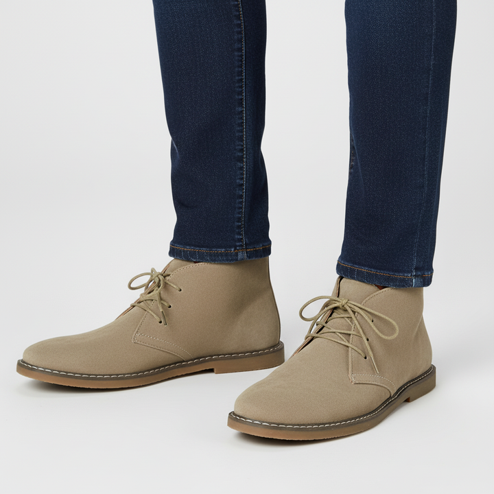 Arthur's desert boots: classic men's shoes offering all-day comfort, durable construction, and timeless style.