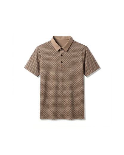 Men's Classic Diamond Pattern Polo Shirt, short sleeve, refined style & all-day comfort for smart casual wear.