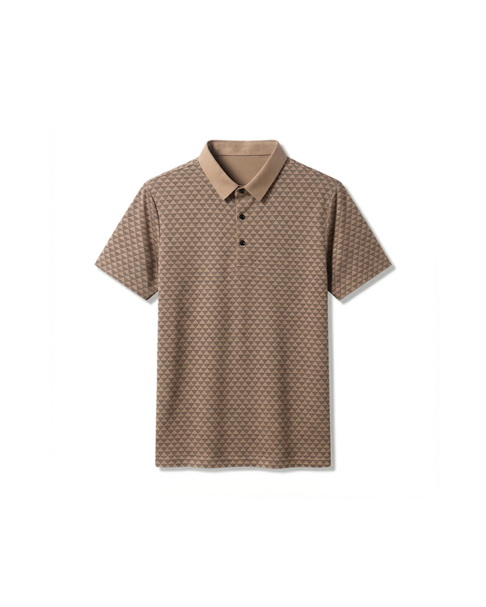 Men's Classic Diamond Pattern Polo Shirt, short sleeve, refined style & all-day comfort for smart casual wear.
