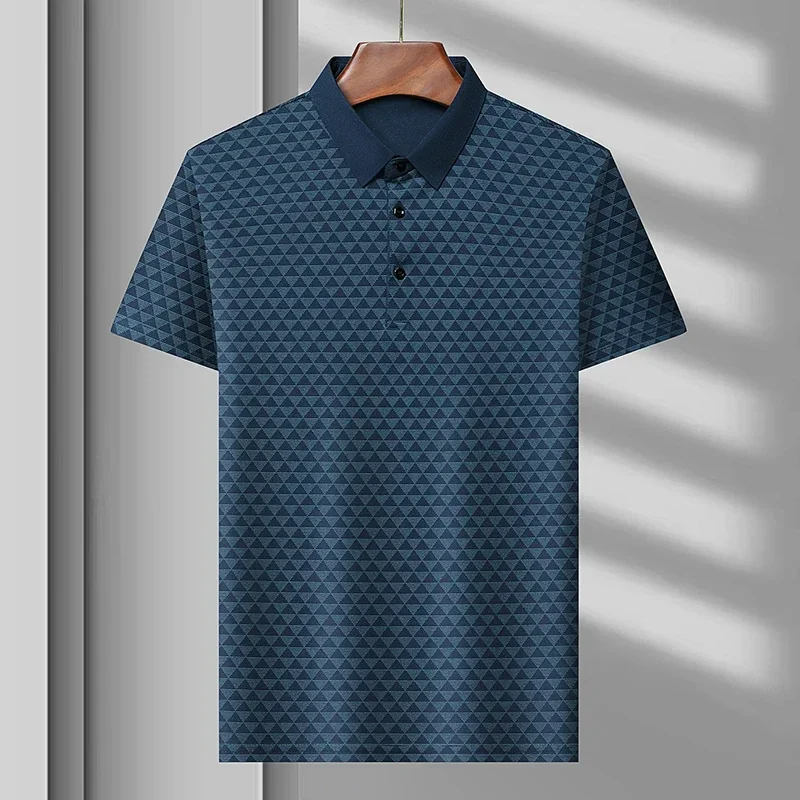 A men's classic polo shirt with a sophisticated diamond pattern, ideal for summer & everyday wear.