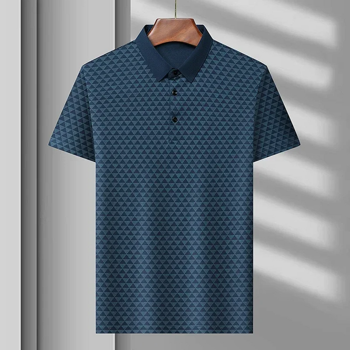 A men's classic polo shirt with a sophisticated diamond pattern, ideal for summer & everyday wear.