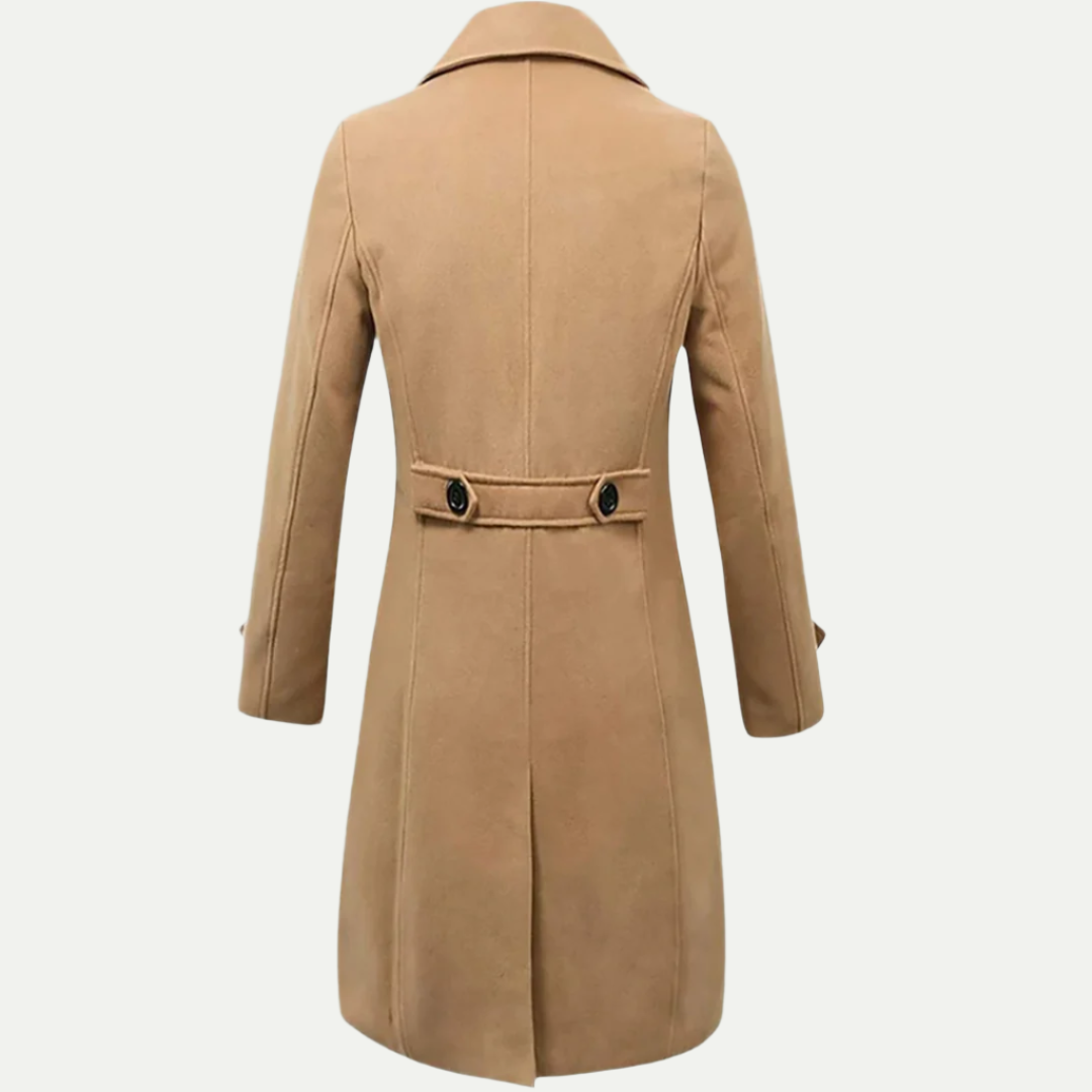 Elegant men's long trench coat, perfect for formal, business, or smart casual autumn/winter outerwear.