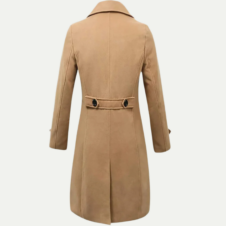 Elegant men's long trench coat, perfect for formal, business, or smart casual autumn/winter outerwear.