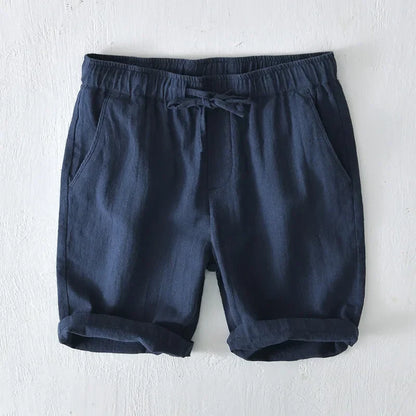 White men's classic drawstring casual shorts, lightweight and relaxed fit for warm weather.