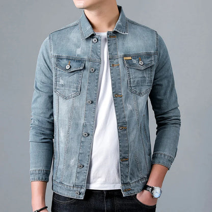 Gray men's classic jacket, an everyday outerwear piece for versatile casual layering & streetwear.