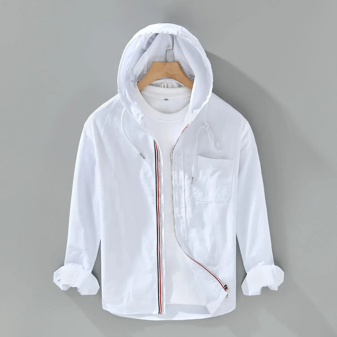 Crisp white men's timeless everyday shirt, offering comfort for casual to semi-formal occasions. A versatile men's top.