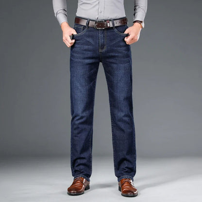 Durable men's classic fit denim jeans, built to last, perfect everyday wear casual pants.