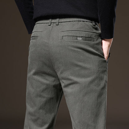 Everyday wear men's army green stretch pants, classic fit, durable and easy to style.