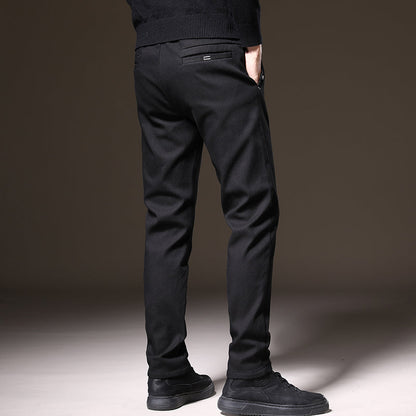 Men's sophisticated gray stretch pants, classic fit, a wrinkle-resistant choice for professional settings.