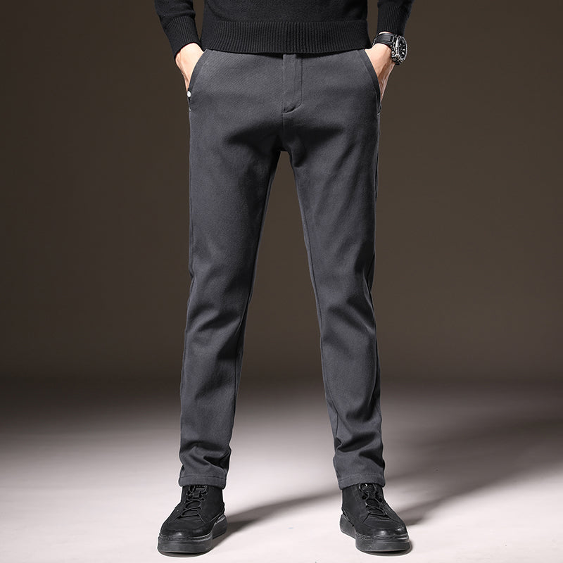 Easy-care black classic fit men's trousers, stretch fabric ensures comfort and a polished look.
